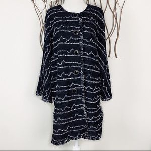 St John black and blue front button long jacket